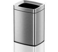 Poubelle carrée en métal Unyqoos® – poubelle carrée en acier inoxydable pour la cuisine, la salle de bain et le bureau, design compartimenté, couleur argent (10zilver)