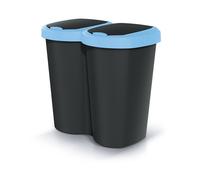 Poubelle Compacta B Duo, bleu/noir, capacité 40L, un compartiment, deux couvercles, version murale, NDBS40-2717C_S411