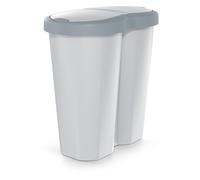Poubelle Compacta R Duo 40 L gris/gris cendré, 1 compartiment, 2 couvercles