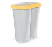 Poubelle Compacta R Duo 40L Keden Prosperplast - 2 couvercles, jaune/gris