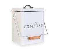 Poubelle Compost Cuisine 5L - Composteur Métal pour Appartement, Balcon, Jardin - Seau de Compostage pour Déchets Organiques - Couvercle Perforé Muni d'un Filtre sans Odeur