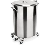 Poubelle / conteneur à déchets, inox, avec couvercle/pédale, 65 ou 90 litres au choix : Poubelle avec pédale & roues pivotantes, 65 ltr., Variante : Poubelle avec pédale & roues pivotantes, 65 ltr.
