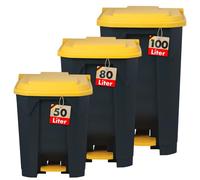 Poubelle conteneur Tri sélectif simplifié Pour la maison, le commerce, Jaune 100 Litres - 49,3 x 47,5 x 84 cm