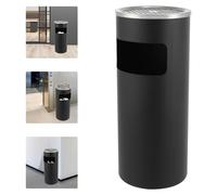 Poubelle/corbeille à papier - Modèle sur pied - Capacité 15 l - Acier inoxydable 201 - Cylindrique - Dimensions 25×61 cm - Noir