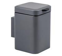 Poubelle cosmétique murale carrée Bremermann avec support mural, poubelle à double fixation, à coller ou à percer, capacité de 3 litres, en métal gris