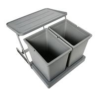 Poubelle Coulissante Double Compartiment Avec Couvercle Matériau ABS Grande Capacité De 14 L À Double Fût Finition Galvanisée Meuble Poubelle Pour Placard Cuisine