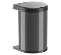 Poubelle coulissante meuble - Capacité 20 litres - Acier inoxydable - Couvercle noir - Pour meuble à partir de 40 cm
