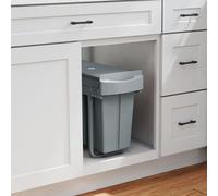 Poubelle coulissante pour cuisine, avec 2 bacs, système de tri des déchets, meuble bas, bac à déchets en métal, gris | 52 x 26 x 40,8 cm | 30 L (20 + 10 L) | Fermeture douce