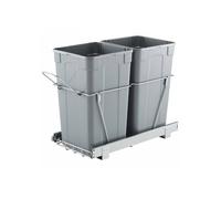 Poubelle Coulissante sous Évier et sous Plan avec Grande Capacité de 2x24,85 L, Collecteur de Déchets de Cuisine avec Poignée