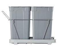 Poubelle coulissante SucceBuy 27 Qt + 27 Qt pour placards de cuisine, double poubelle sous l'évier, avec système coulissant métallique robuste à sortie totale et poignée pratique