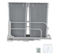Poubelle coulissante SucceBuy (27 Qt x 2), double poubelle sous plan avec montage sur porte et rails à fermeture douce, adaptée aux placards de cuisine sous l'évier (grise)