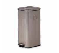Poubelle Cuisine 30L (30 Litres) à Pédale, Poubelle de Recyclage Rectangulaire en Métal, Couvercle à Fermeture Douce, Seau Intérieur Amovible, Taupe