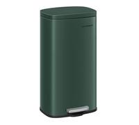 Poubelle Cuisine 30L, avec Couvercle à Fermeture en Douceur, Pédale, Seau Intérieur, en Acier, Vert Rétro