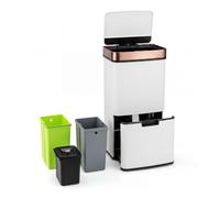 Poubelle Cuisine 72 L - COSTWAY - Ouverture Automatique-3 Seaux , Tri Selectif, Anti-Empreintes Digitales, Fermeture Douce- Or