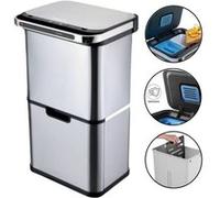 Poubelle cuisine automatique de tri à 4 compartiments - 60L - Inox SS304 - Piles ou batterie inox G
