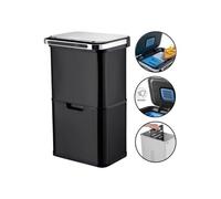 Poubelle cuisine automatique de tri à 4 compartiments - 60L - Noir mat - Piles ou batterie