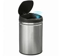HOMCOM Poubelle de Cuisine Automatique 30L en Acier Inoxydable Argent | Couvercle à Fermeture en Douceur, Poubelle à Capteur de Mouvement Sans Contact, Résistant aux Empreintes Digitales