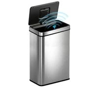 HOMCOM Poubelle à capteur 60 L avec couvercle à fermeture douce, poubelle de cuisine automatique sans contact en acier inoxydable anti-traces pour cuisine, maison, bureau, argenté