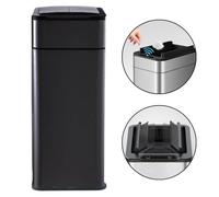 Poubelle cuisine automatique latérale Ouverture papillon Noir mat 60L Piles ou batterie