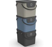 Poubelle cuisine - Bac de tri sélectif - 3 x 40 litres - Anthracite, bleu, cappuccino