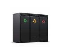 Klarstein Poubelle de tri Ordnungshüter 3 – 45 L (3×15 L), inox, à pédale – Noir G