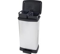 Curver Poubelle, POUBELLE À PÉDALES DECO DUO 23+23L, argent