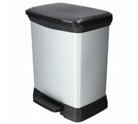 Curver Poubelle à pédale DECO BIN DUO 18L+10L - 29 x 39 x 50,5 cm - argenté/noir - 02165-582