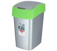 Curver Poubelle Flip Bin 25 L – 47×26×34 cm – Argenté/Vert 02171-P80