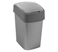 Curver Poubelle Flip Bin 25 L – Couvercle basculant 47×26×34 cm – Argenté/Gris