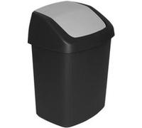 Curver Poubelle Swing 15 L – Couvercle basculant – Cuisine/Bureau/Salle de Bain – Noir/Gris