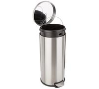Poubelle cylindrique Amazon Basics, en acier inoxydable, avec système de fermeture en douceur, capacité de 30 litres (7,9 gallons)