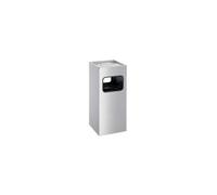 Poubelle d'accueil rectangulaire avec cendrier 17 litres - Argent