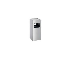 Poubelle d'accueil rectangulaire avec cendrier 17 litres - Argent