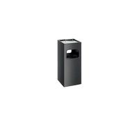 Poubelle d'accueil rectangulaire avec cendrier 17 litres - Noir