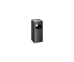 Poubelle d'accueil rectangulaire avec cendrier 17 litres - Noir