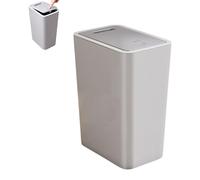 Poubelle de 10 litres, idéale pour la salle de bain ou la cuisine, design épuré avec couvercle étanche et anti-odeurs, couleur grise, en plastique PP