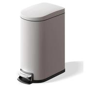 Poubelle de 10 litres - Pédaleuse en acier inoxydable - Fermeture en douceur, étanche aux odeurs, bac intérieur amovible, étanche, gain de place, idéale pour la cuisine et la salle de bain - Gris