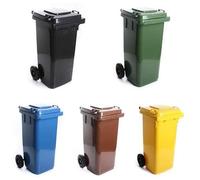 Poubelle de 120 litres avec couvercle, poubelle pour déchets organiques, grand bac à ordures avec couvercle, conteneur sur roues (2 roues), poubelle disponible en 5 couleurs (marron)