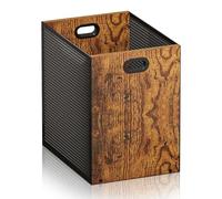 Poubelle de 16,8 l - Combinaison de fer et de bois - Pour bureau, salon, cuisine et plus encore - Design rectangulaire - Corbeille à papier de style industriel avec poignées - 28 x 20 x 30 cm