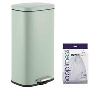 Poubelle de 30 litres, système de fermeture douce, couleur vert pistache, design moderne