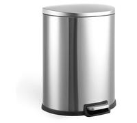 Poubelle de 50 litres - Pédaleuse demi-ronde - En acier inoxydable - Avec couvercle et seau intérieur - Fonctionnement mains libres - Poubelle pour cuisine
