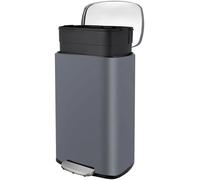 Poubelle de 50 litres pour cuisine - Pédale de cuisine en acier inoxydable - Rectangulaire - Avec pédale - Couvercle à bascule - Idéale pour la cuisine, la salle de bain ou le bureau - Gris