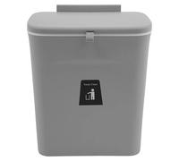 Poubelle de 9 litres - Poubelle avec couvercle - En plastique PP - Pour cuisine, salle de bain, salon, bureau - Gris clair