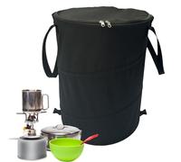 Poubelle De Camping Pliable, Poubelle Pliable En Tissu Oxford Avec Fermeture À Glissière Sécurisée, Sac À Déchets Résistant, Réutilisable Et Imperméable Pour Le Jardin, La Randonnée Et Le Pique-nique