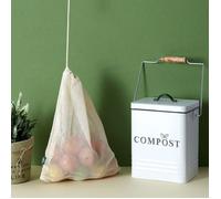 Poubelle De Compostage - Je Cherche Une Idee - Métal - 5 L - Blanc Et Noir