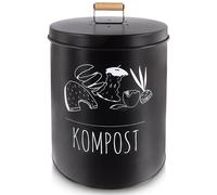 Poubelle de compostage pour la cuisine - Poubelle de compost - Filtre à charbon actif - 8 litres - Métal - Noir