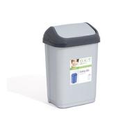 Poubelle de cuisine 10 L - OKT - Série Swing - 10 L - Gris - Plastique résistant - 190 x 255 x 385 mm - Format compact