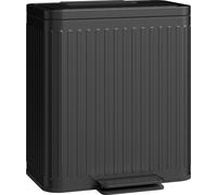 Poubelle de cuisine, 2 compartiments de 20 l, tri efficace des déchets, pédale, plastique, métal, noir