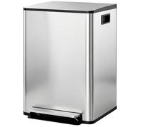 Poubelle de cuisine 2 compartiments HOMCOM 2 x 30L, avec pédale, en acier inoxydable, couvercle à fermeture douce, seaux amovibles