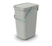 Poubelle de cuisine, 20 l, en plastique, avec couvercle et cadre amovible, pour suspendre des sacs à déchets, avec support mural, tri des déchets facile, marron